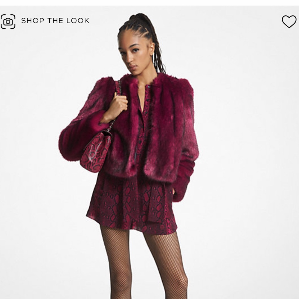 NWT Michael Kors Faux fur coat Fuschia sz Medium